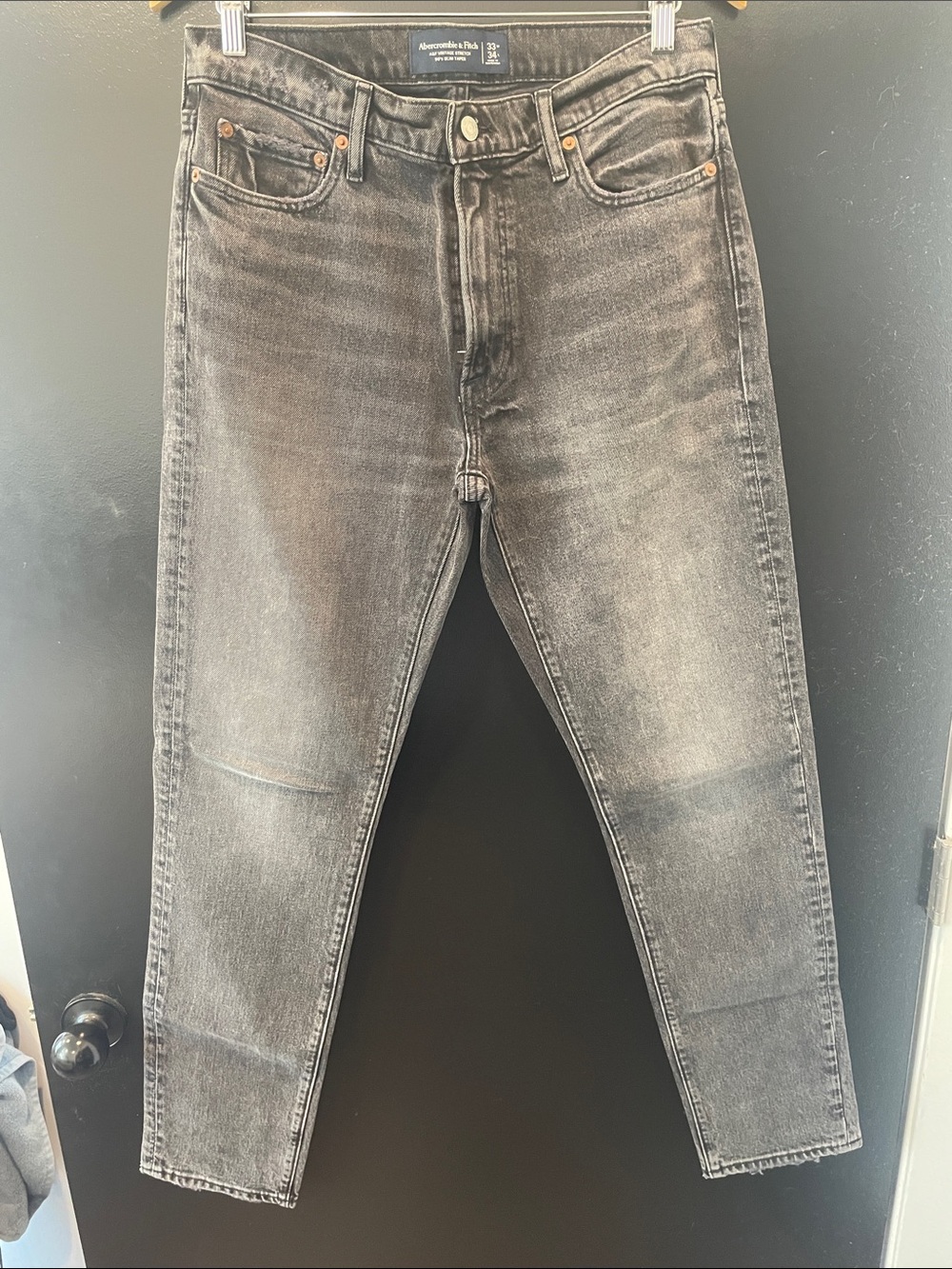 Abercrombie & Fitch Washed Black Slim Taper Men’s Jeans 33x34